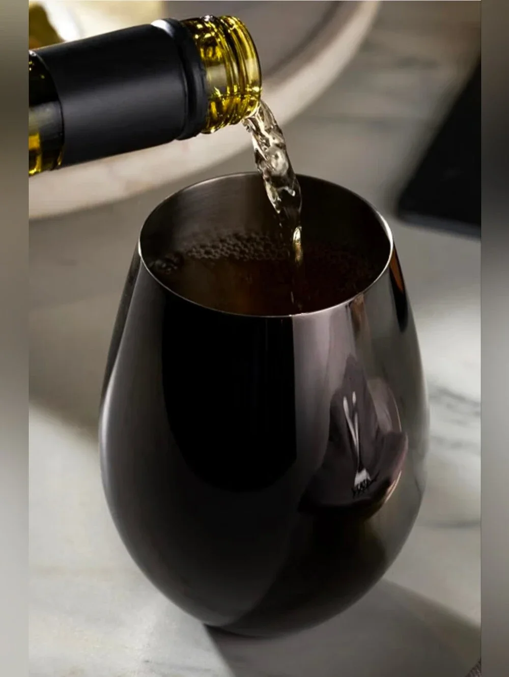 One Gunmetal Stainless Steel Wine Glass